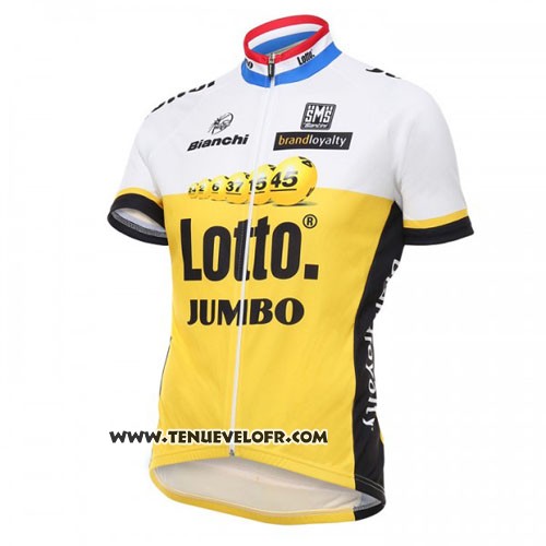2016 Maillot Ciclismo Lotto NL Jumbo Blanc et Jaune Manches Courtes et Cuissard